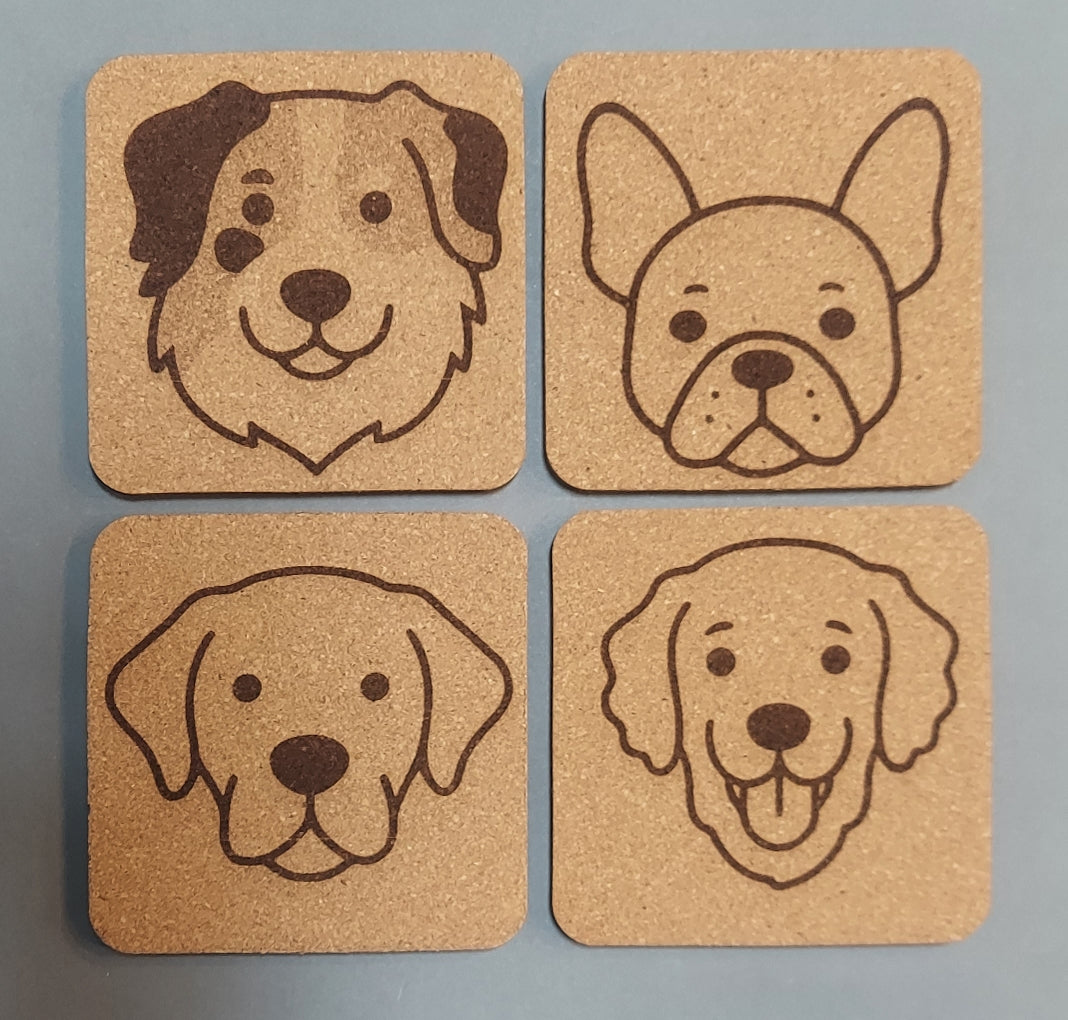 Puppies 🐶 4 pack Assorted Cork Coasters