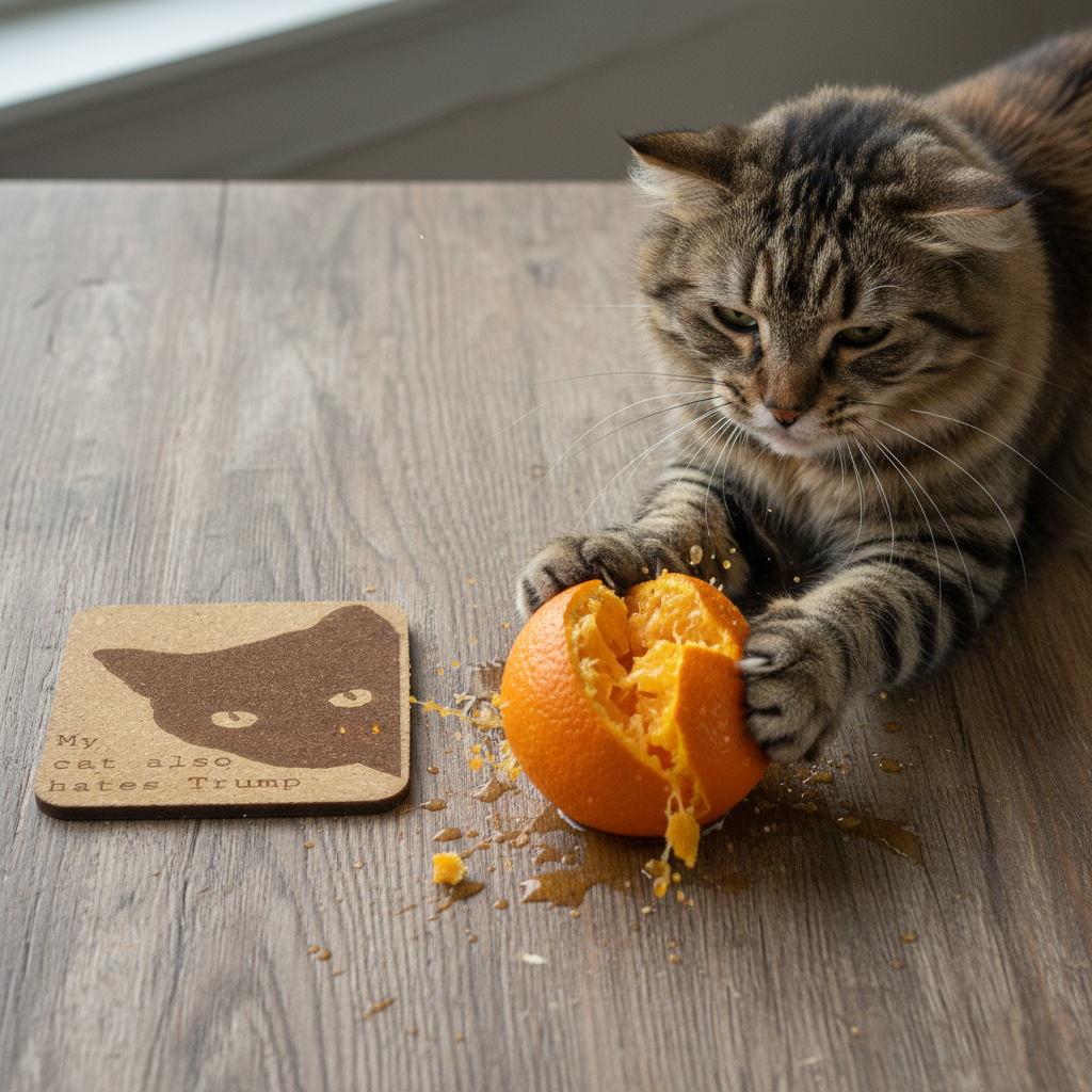 My cat also hates Trump 4 pack Cork Coasters