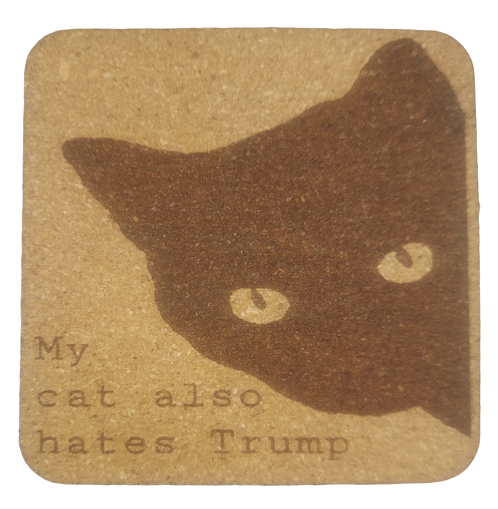 My cat also hates Trump 4 pack Cork Coasters