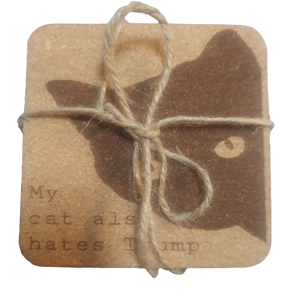 My cat also hates Trump 4 pack Cork Coasters