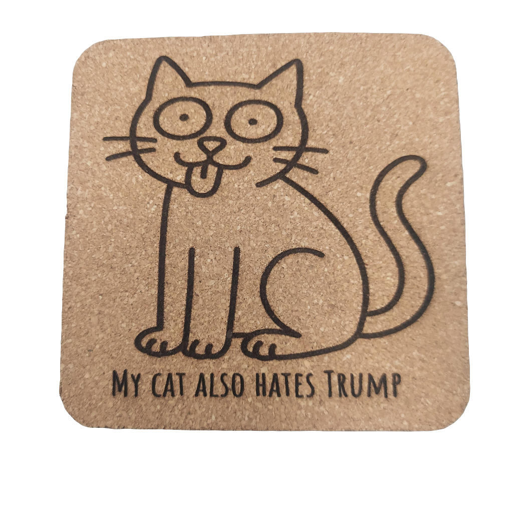 My Derpy Cat Also Hates Trump 4 pack Cork Coasters