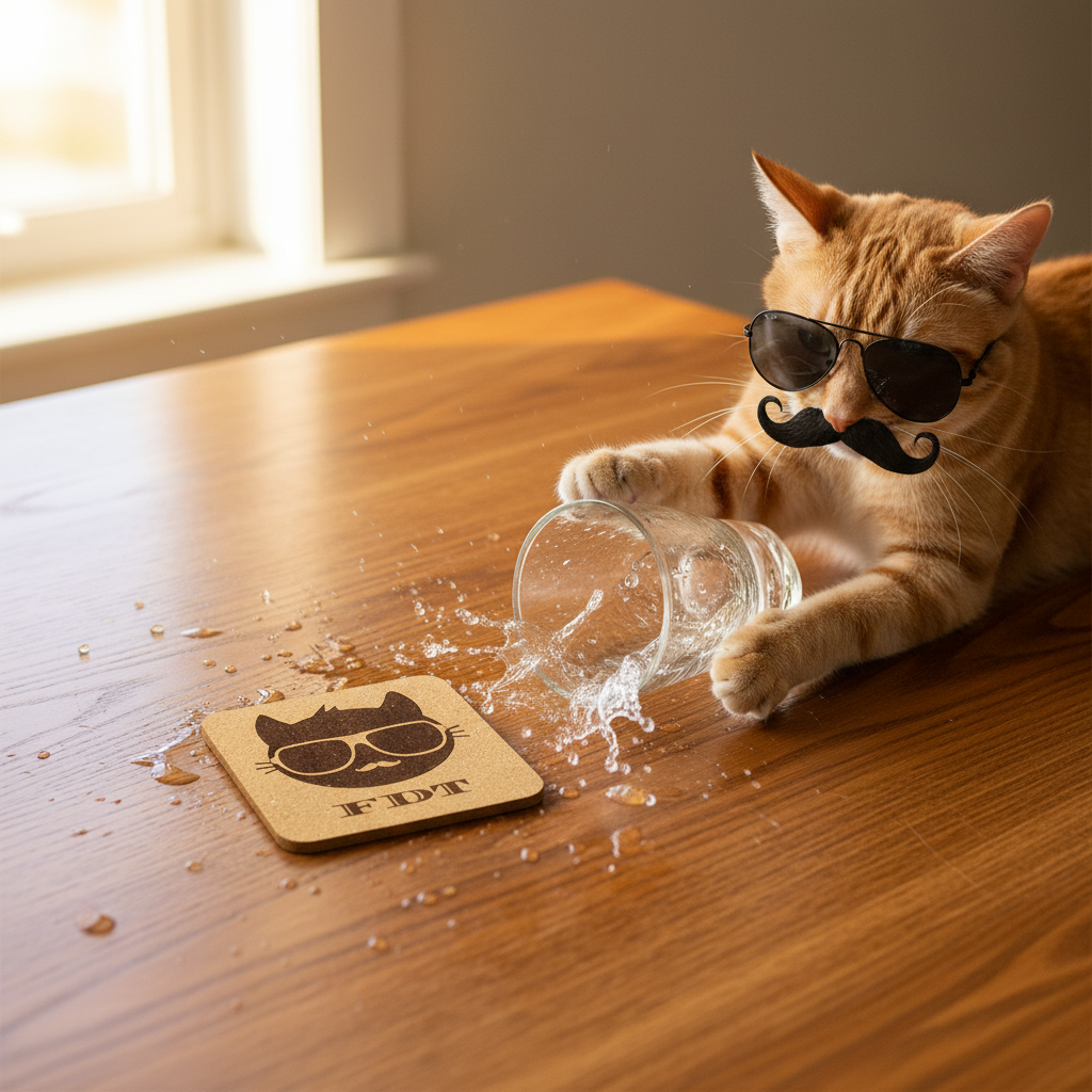 FDT Cat 😻 4 pack Cork Coasters