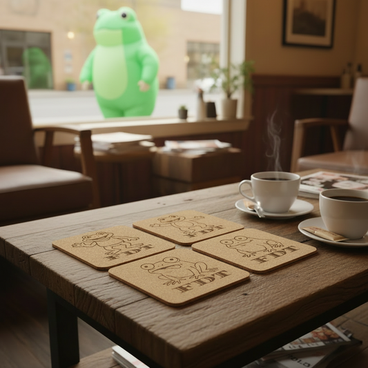 FDT Frog 🐸 4 pack Assorted Cork Coasters