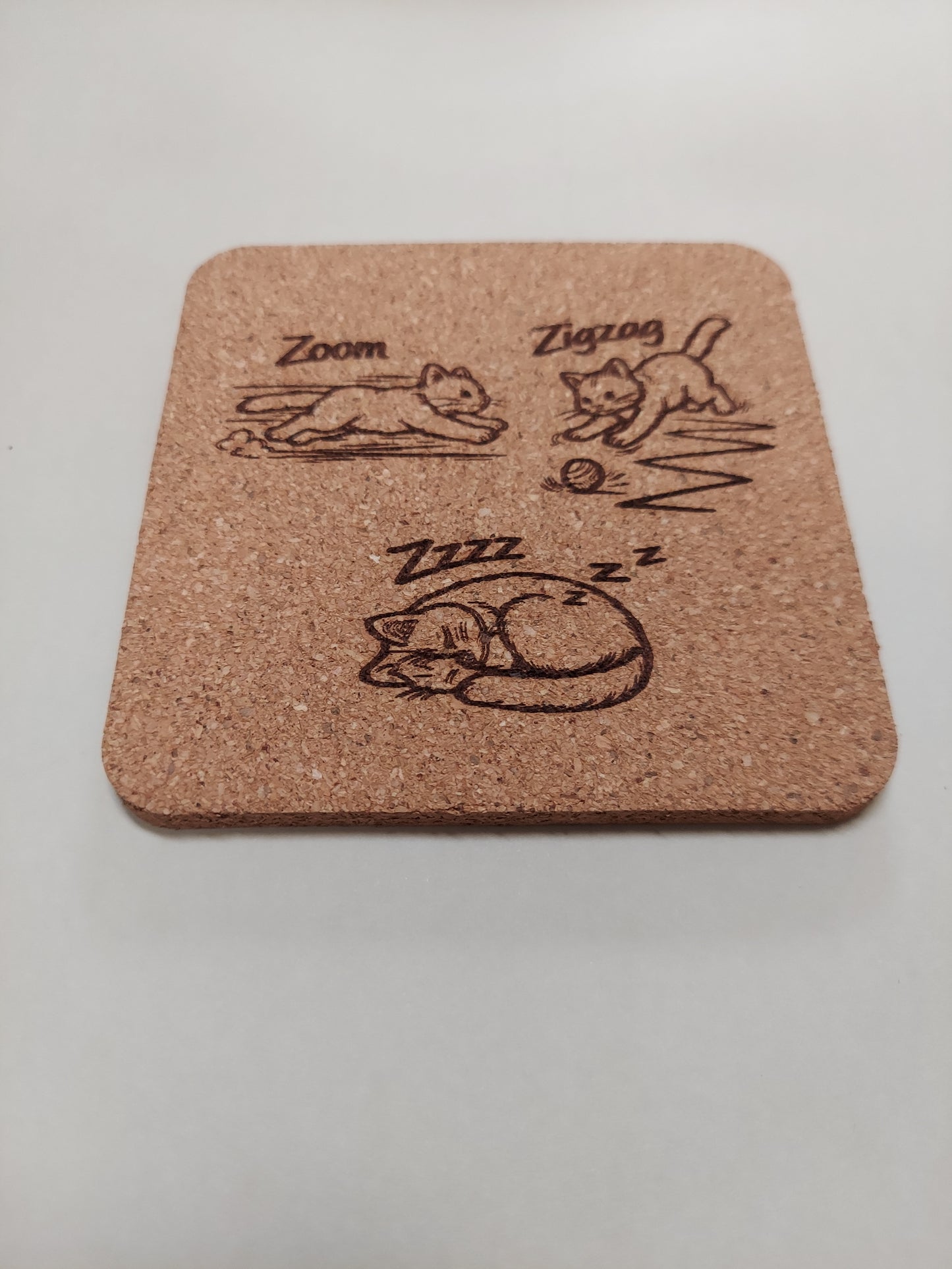 Kitties 😸 Doing Things 4 pack Assorted Cork Coasters