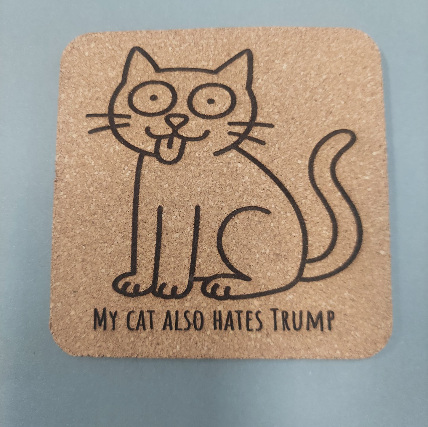 My Derpy Cat Also Hates Trump 4 pack Cork Coasters