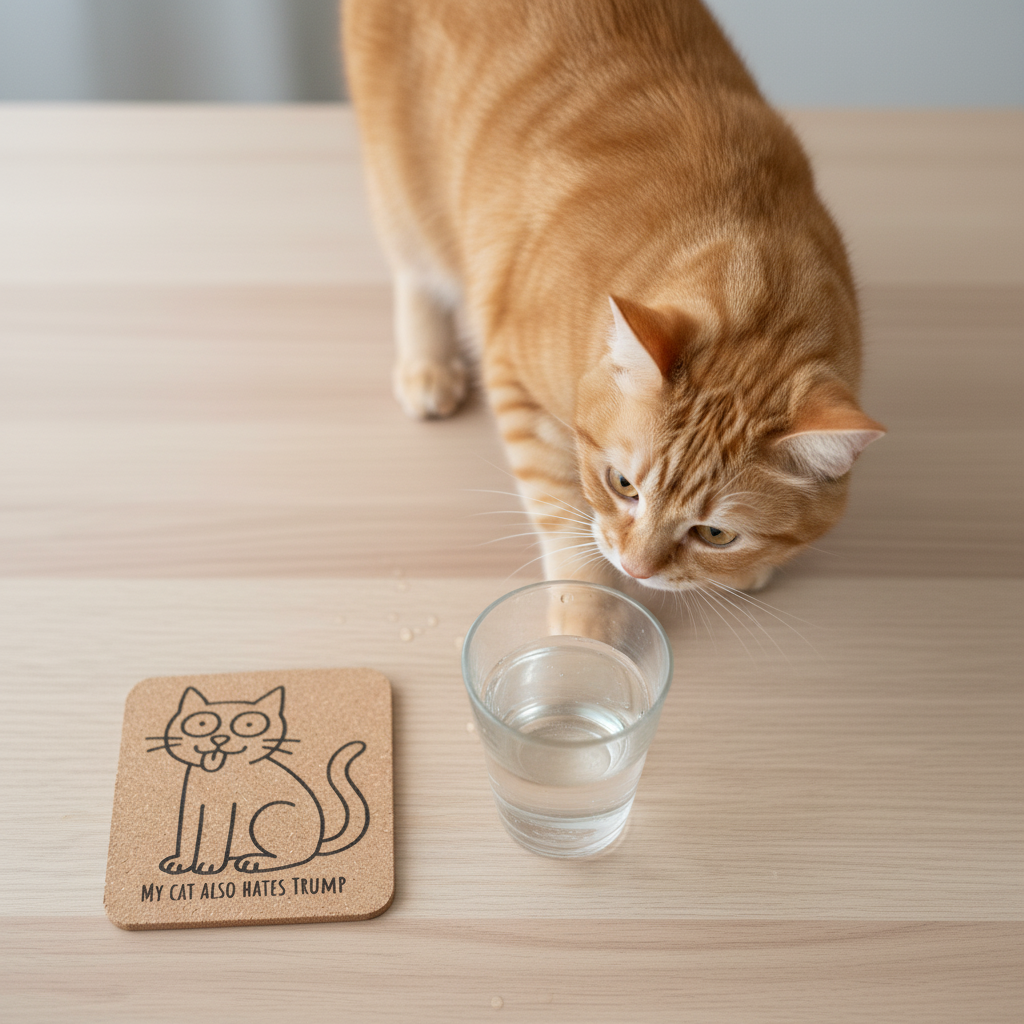 My Derpy Cat Also Hates Trump 4 pack Cork Coasters