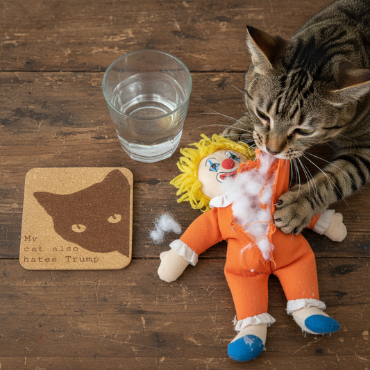 My cat also hates Trump 4 pack Cork Coasters