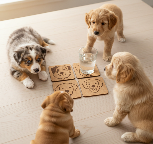 Puppies 🐶 4 pack Assorted Cork Coasters