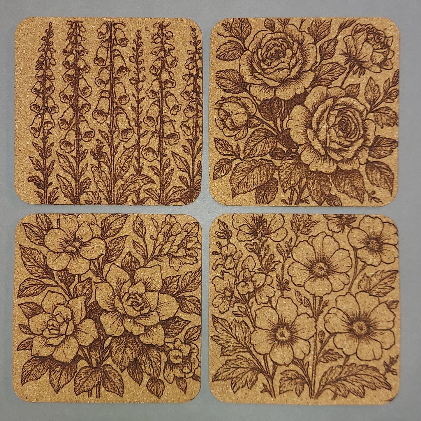 EcoEssentials Retro Flower 🌼 Assorted 4 pack Cork Coasters