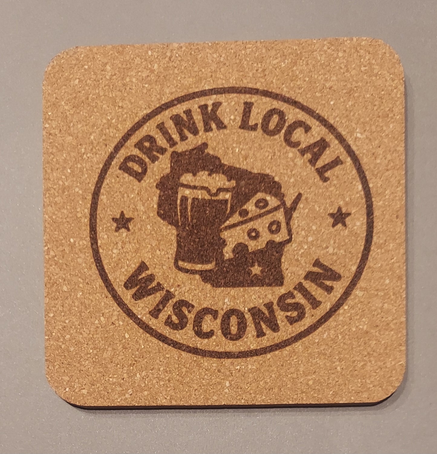 Drink Local Wisconsin 4 pack Cork Coasters