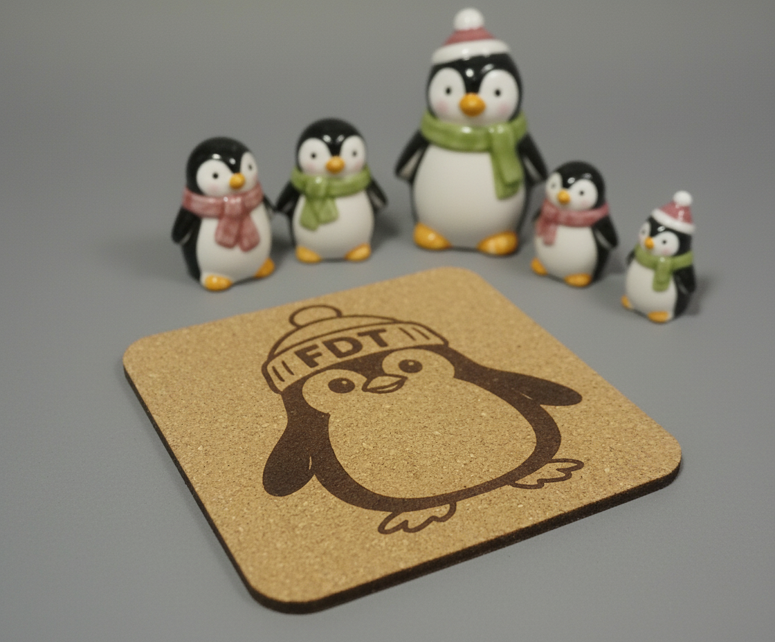 FDT Penguin 🐧 4 pack Cork Coasters
