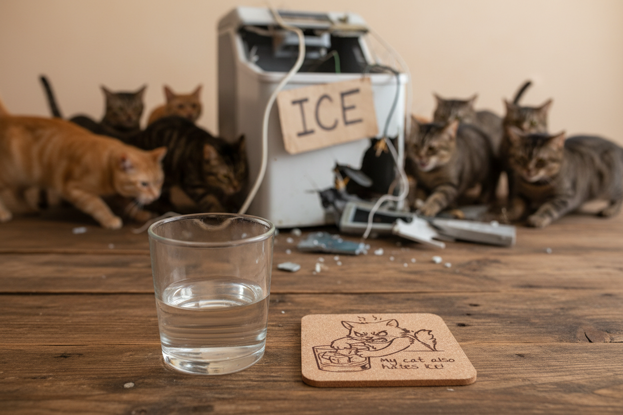 My cat also hates ICE 4 pack Cork Coasters