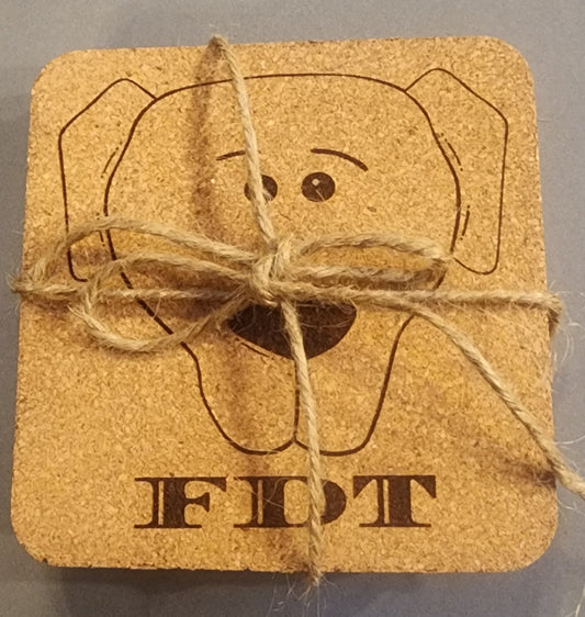 FDT Dog 🐕 4 pack Twine Wrapped Cork Coaster Gift Set