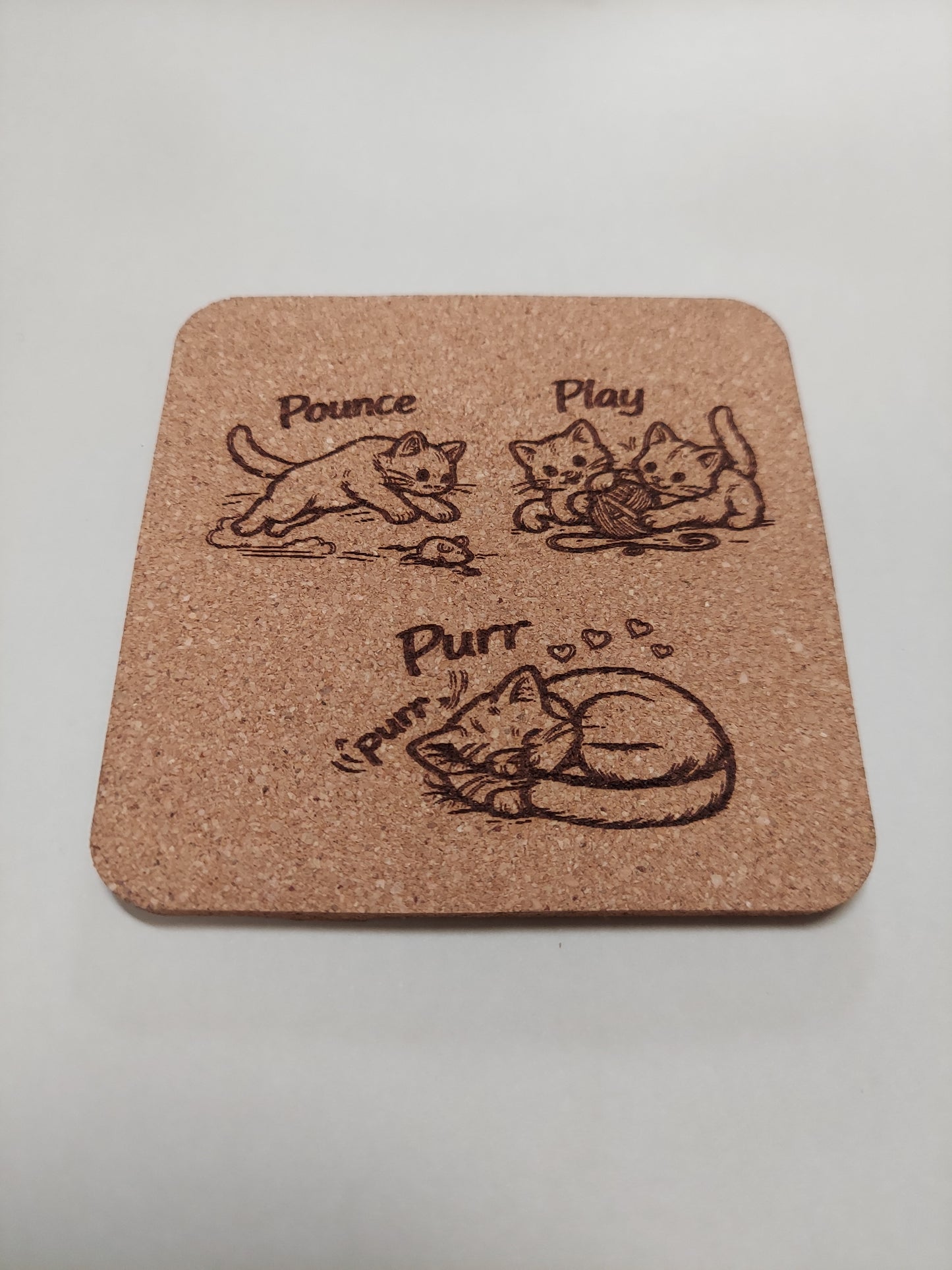 Kitties 😸 Doing Things 4 pack Assorted Cork Coasters