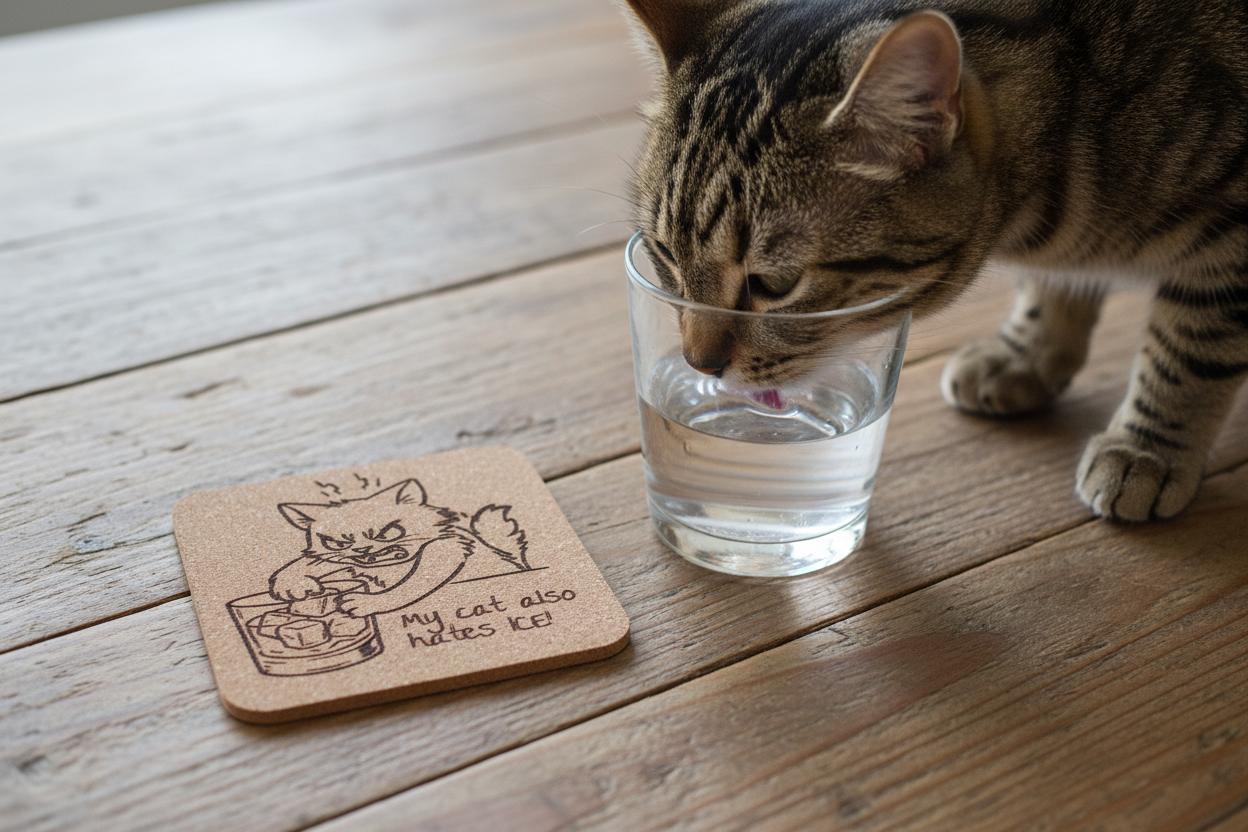 My cat also hates ICE 4 pack Cork Coasters